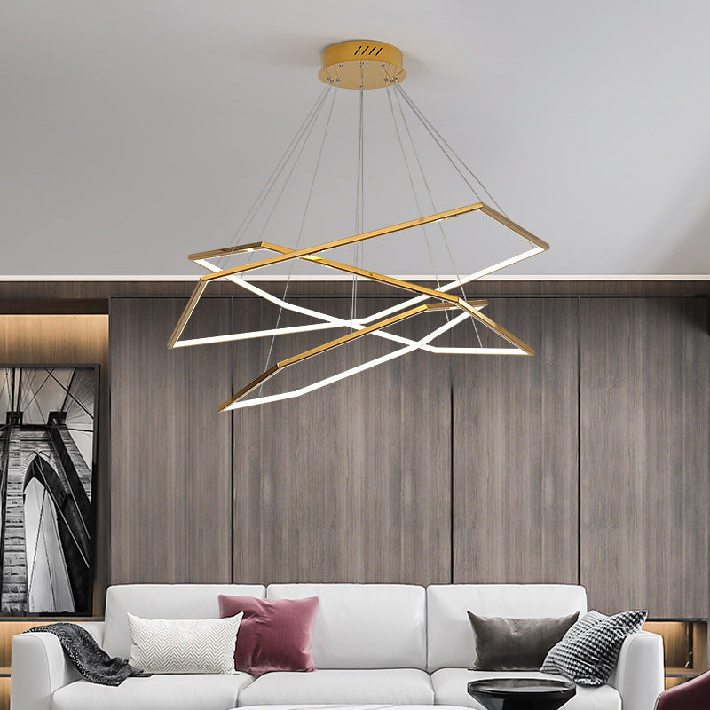 Ultra-modern Geometric Chandelier Metallic Suspended Lighting Fixture for Living Room