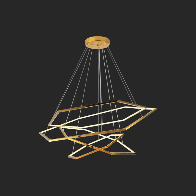 Ultra-modern Geometric Chandelier Metallic Suspended Lighting Fixture for Living Room