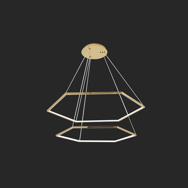 Fun di illuminazione a sospensione metallica geometrica ultra-moderna per soggiorno per soggiorno