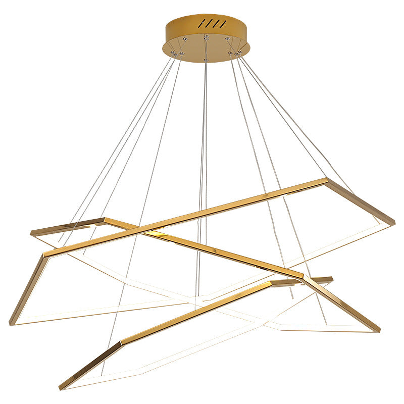 Ultra-modern Geometric Chandelier Metallic Suspended Lighting Fixture for Living Room