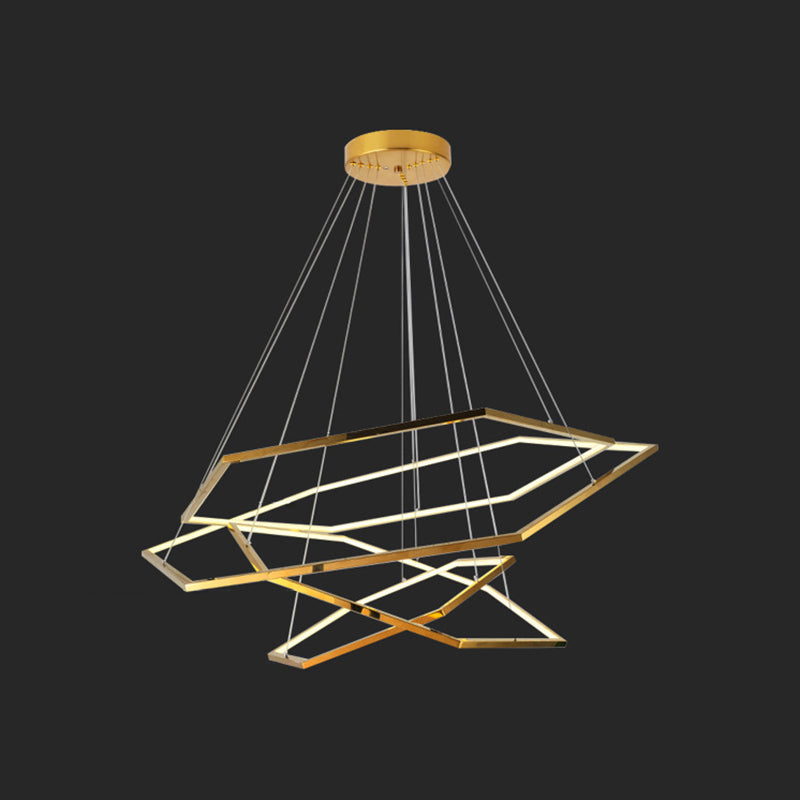 Ultra-modern Geometric Chandelier Metallic Suspended Lighting Fixture for Living Room