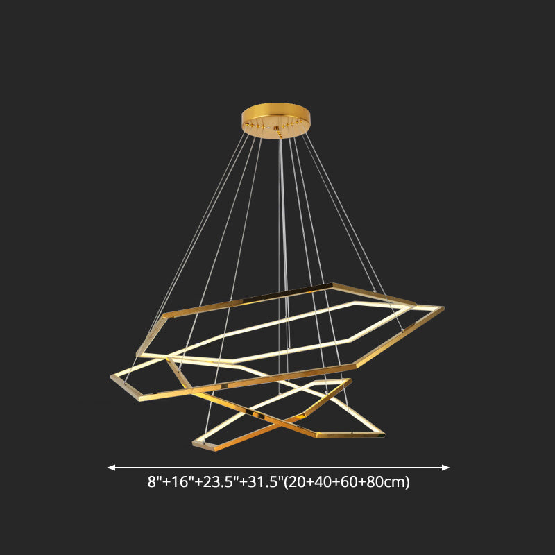 Ultra-modern Geometric Chandelier Metallic Suspended Lighting Fixture for Living Room