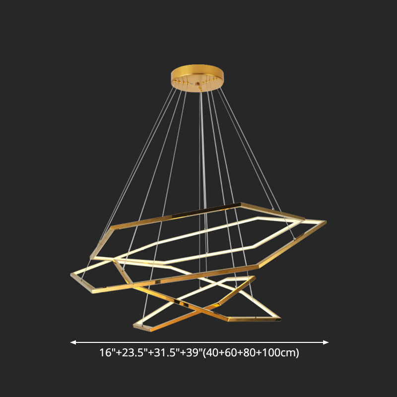 Ultra-modern Geometric Chandelier Metallic Suspended Lighting Fixture for Living Room