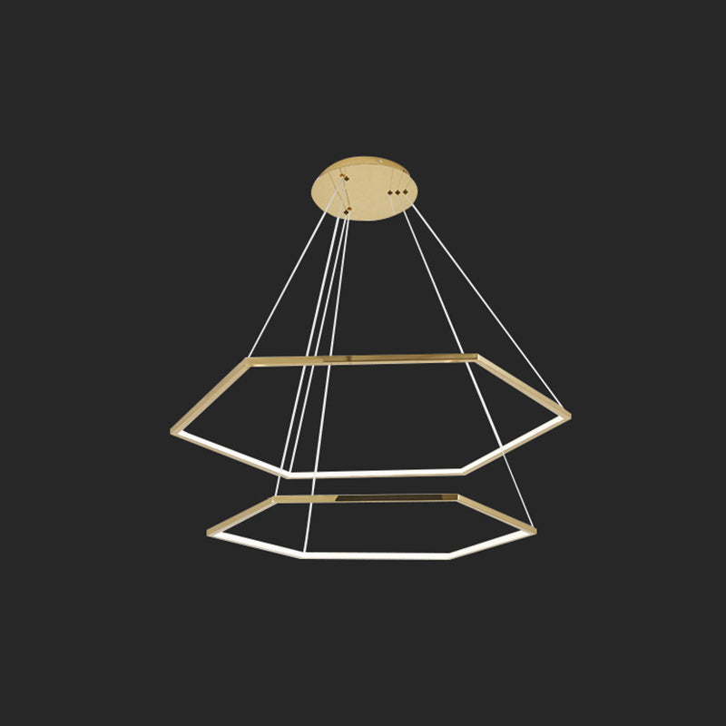 Ultra-modern Geometric Chandelier Metallic Suspended Lighting Fixture for Living Room