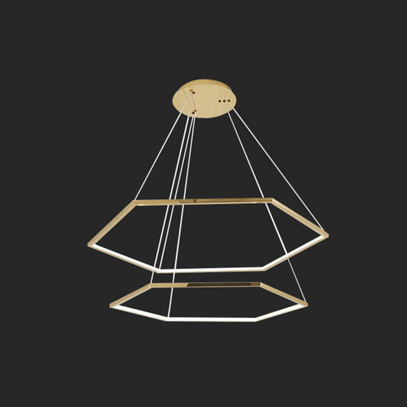 Ultra-modern Geometric Chandelier Metallic Suspended Lighting Fixture for Living Room