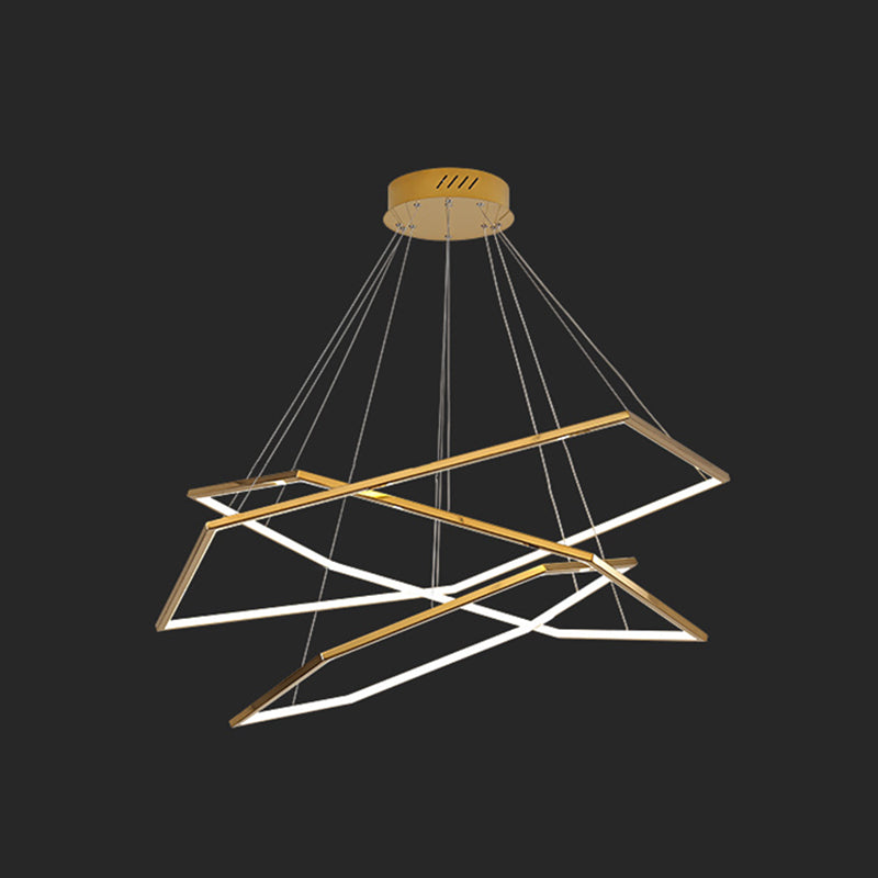 Ultra-modern Geometric Chandelier Metallic Suspended Lighting Fixture for Living Room