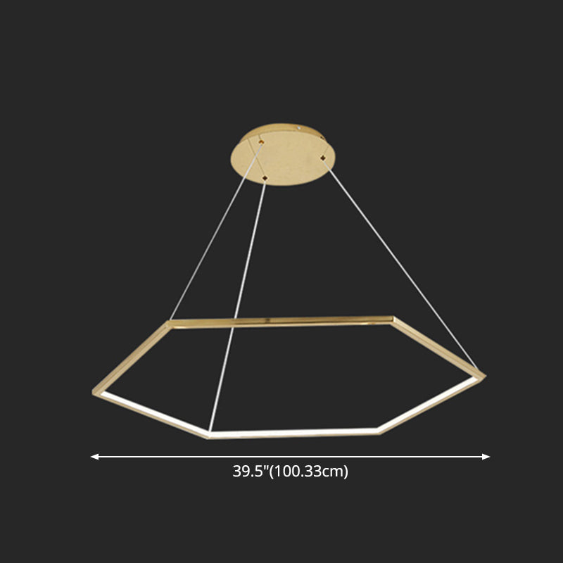 Ultra-modern Geometric Chandelier Metallic Suspended Lighting Fixture for Living Room