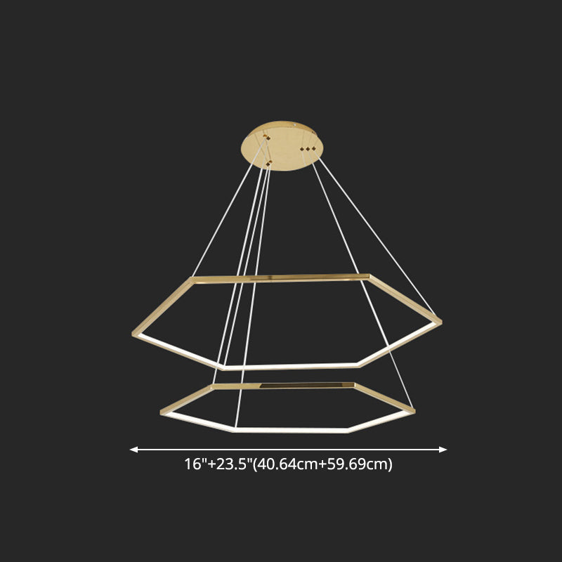 Ultra-modern Geometric Chandelier Metallic Suspended Lighting Fixture for Living Room