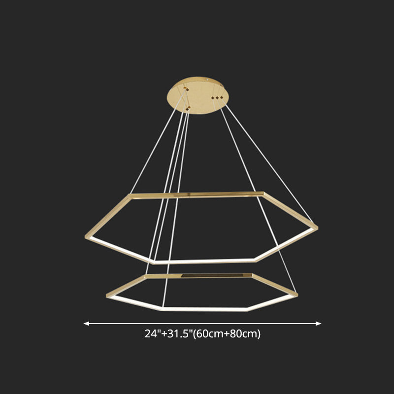 Ultra-modern Geometric Chandelier Metallic Suspended Lighting Fixture for Living Room