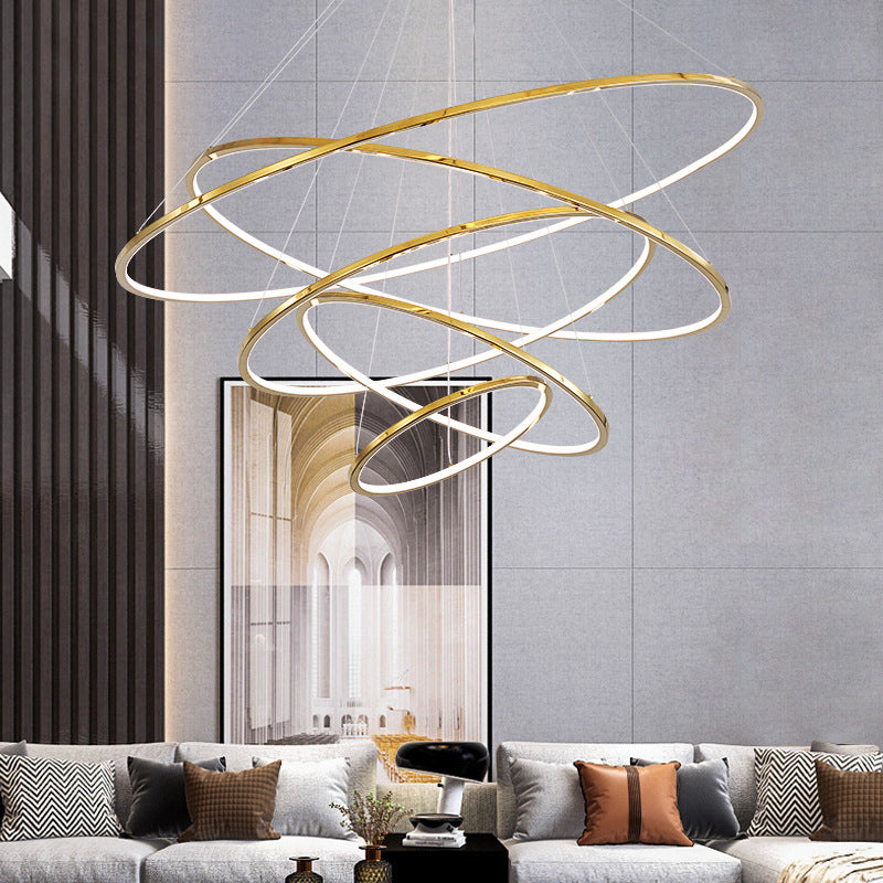 Contemporary Orbicular Chandelier Lamp Metallic Simplicity Hanging Lamp Kit for Living Room
