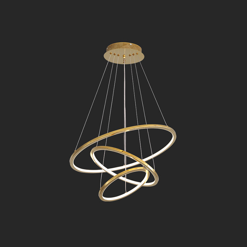 Contemporary Orbicular Chandelier Lamp Metallic Simplicity Hanging Lamp Kit for Living Room