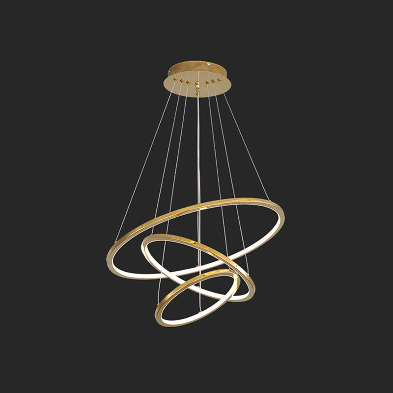 Contemporary Orbicular Chandelier Lamp Metallic Simplicity Hanging Lamp Kit for Living Room