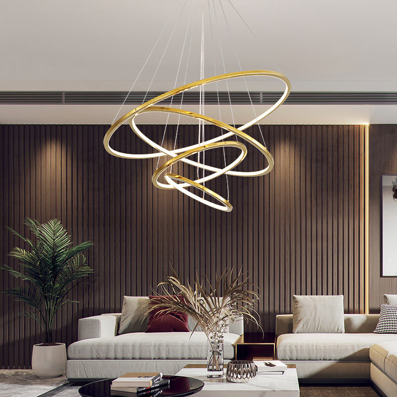 Contemporary Orbicular Chandelier Lamp Metallic Simplicity Hanging Lamp Kit for Living Room