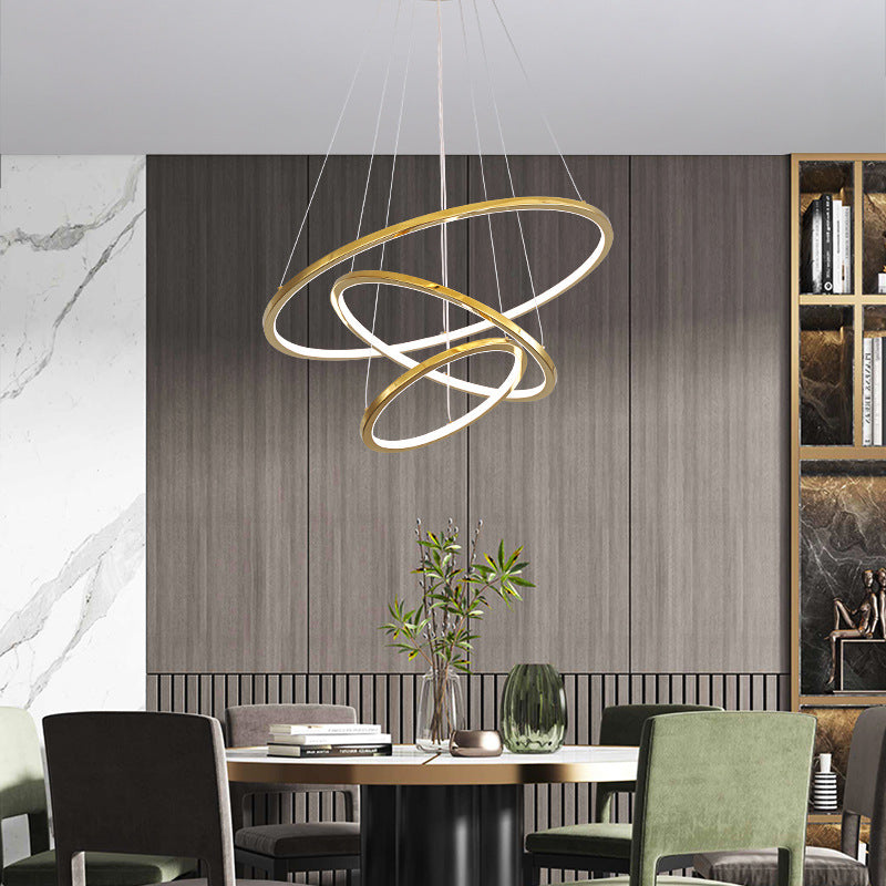 Contemporary Orbicular Chandelier Lamp Metallic Simplicity Hanging Lamp Kit for Living Room