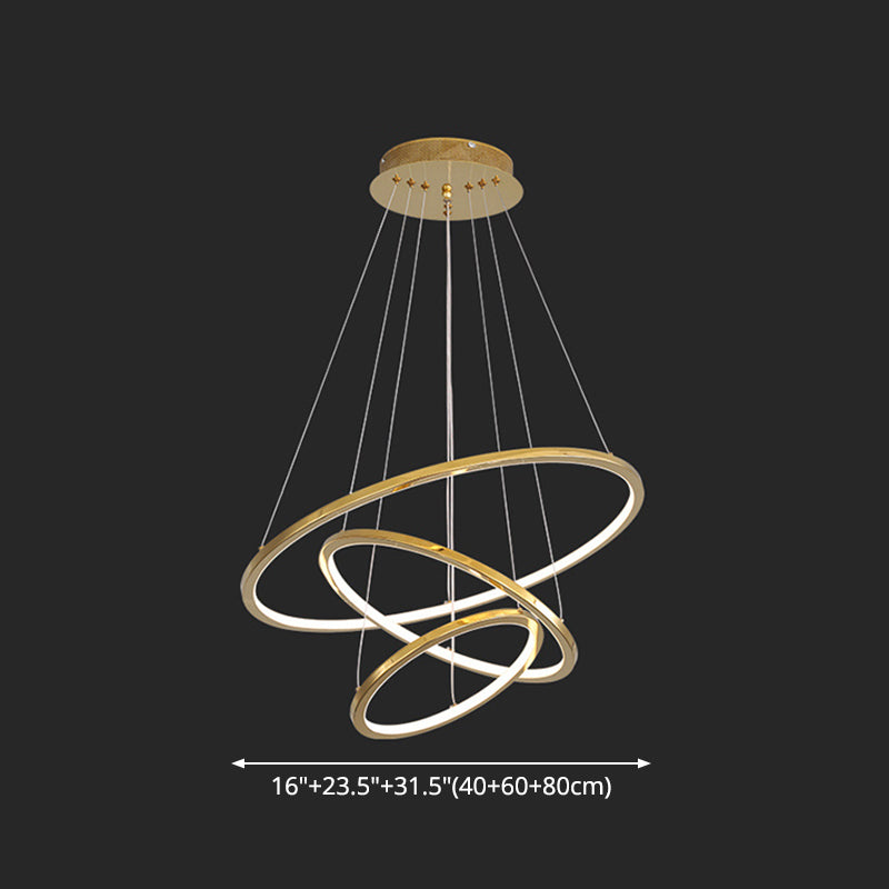Contemporary Orbicular Chandelier Lamp Metallic Simplicity Hanging Lamp Kit for Living Room