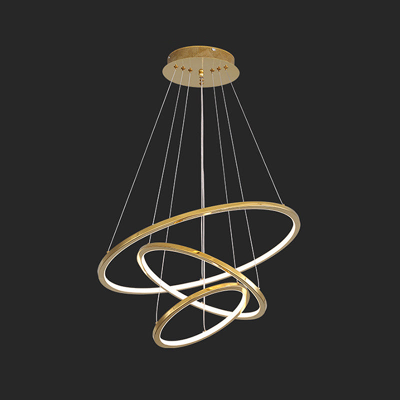 Contemporary Orbicular Chandelier Lamp Metallic Simplicity Hanging Lamp Kit for Living Room