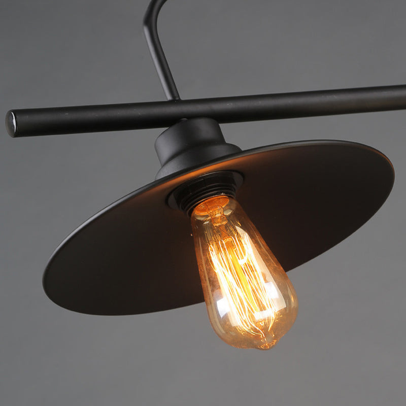 Metal Black Island Lighting Fixture Cone Shape Industrial Style Pendant Chandelier