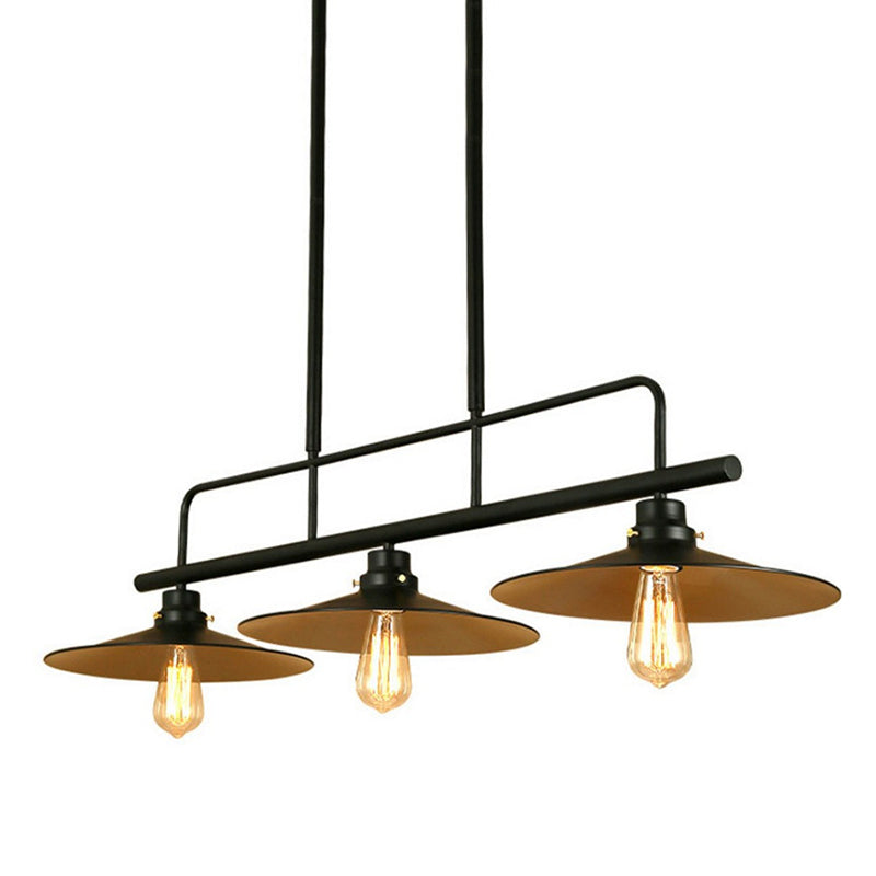 Metal Black Island Lighting Fixture Cone Shape Industrial Style Pendant Chandelier