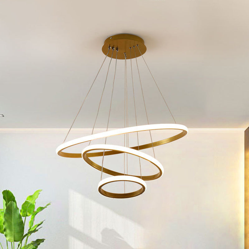 3 Rings Ceiling Pendant Light Simplicity Style Metal LED Bedroom Suspended Lighting Fixture