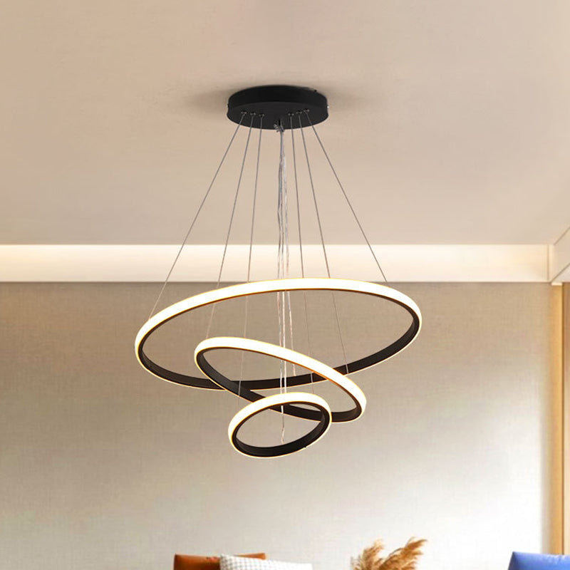 3 Rings Ceiling Pendant Light Simplicity Style Metal LED Bedroom Suspended Lighting Fixture