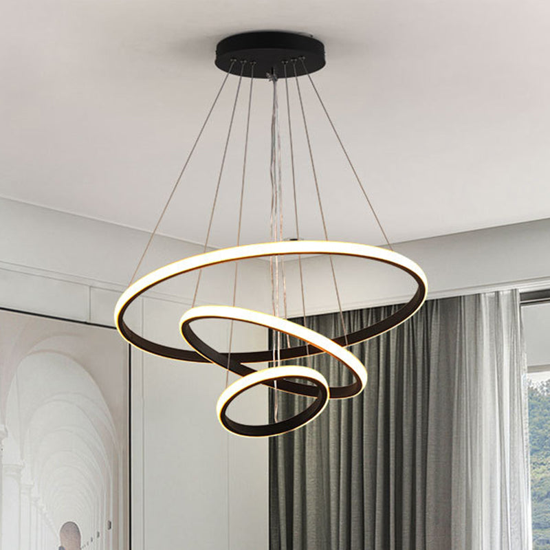 3 Rings Ceiling Pendant Light Simplicity Style Metal LED Bedroom Suspended Lighting Fixture