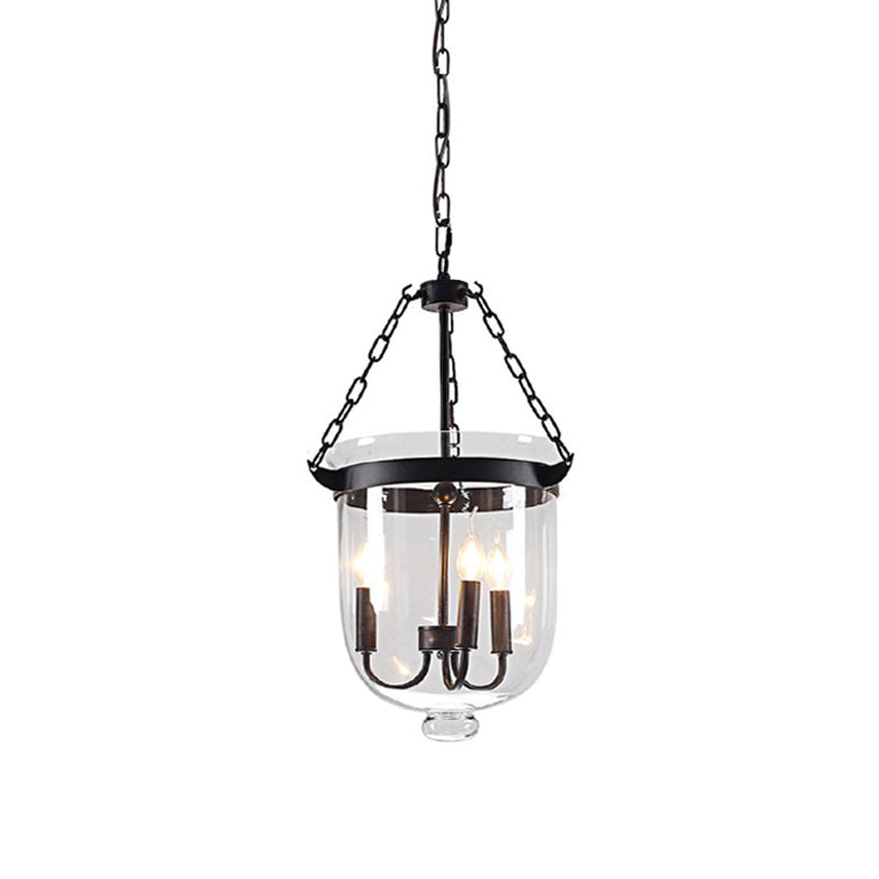 Black Bucket Chandelier Light Fixture Industrial Style Glass Dining Room Pendant Lighting