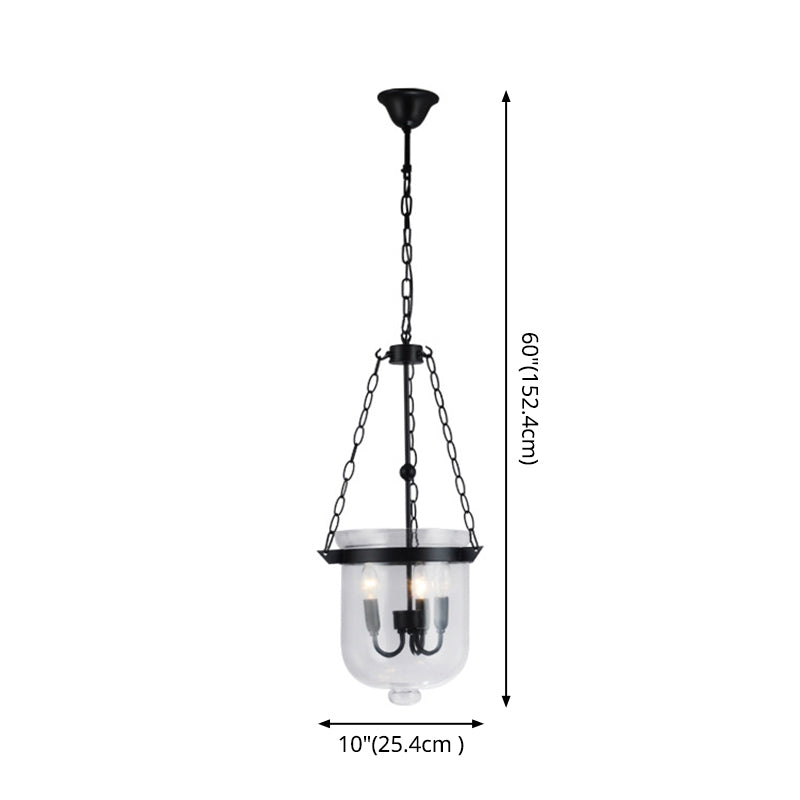 Black Bucket Chandelier Light Fixture Industrial Style Glass Dining Room Pendant Lighting