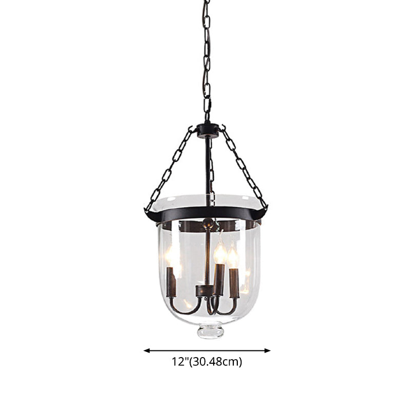 Black Bucket Chandelier Light Fixture Industrial Style Glass Dining Room Pendant Lighting