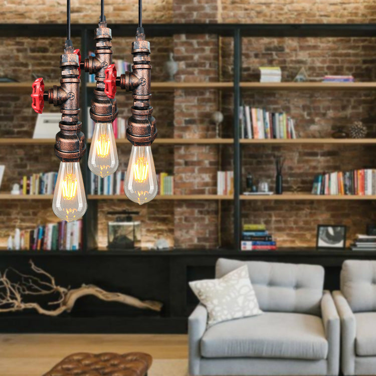 Metal Down Lighting Pendant Industrial-Style Exposed Bulb Warehouse Suspension Light