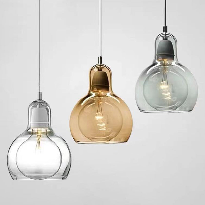 1 Light Pendant Lighting Fixtures Contemporary Gourd Glass Hanging Lights for Lounge