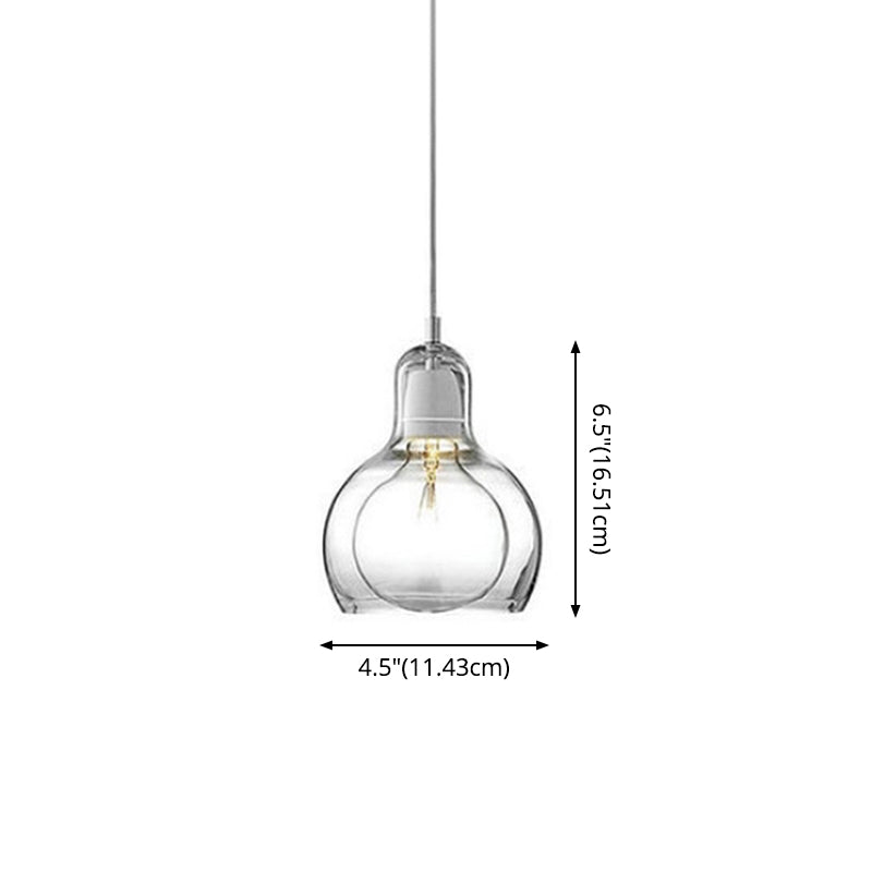 1 Light Pendant Lighting Fixtures Contemporary Gourd Glass Hanging Lights for Lounge