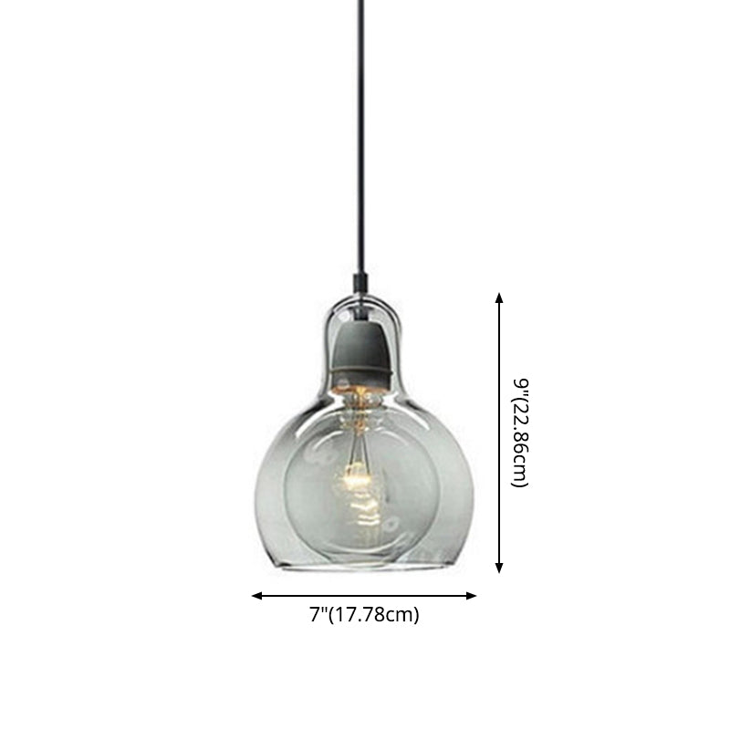1 Light Pendant Lighting Fixtures Contemporary Gourd Glass Hanging Lights for Lounge