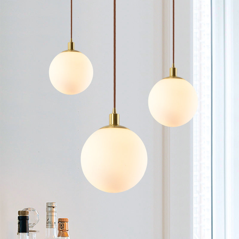 Gold 1 Light Pendant Lighting Fixtures Contemporary Glass Spherical Hanging Lights for Bedroom