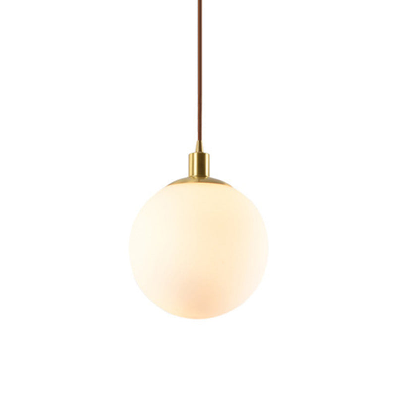 Gold 1 Light Pendant Lighting Fixtures Contemporary Glass Spherical Hanging Lights for Bedroom