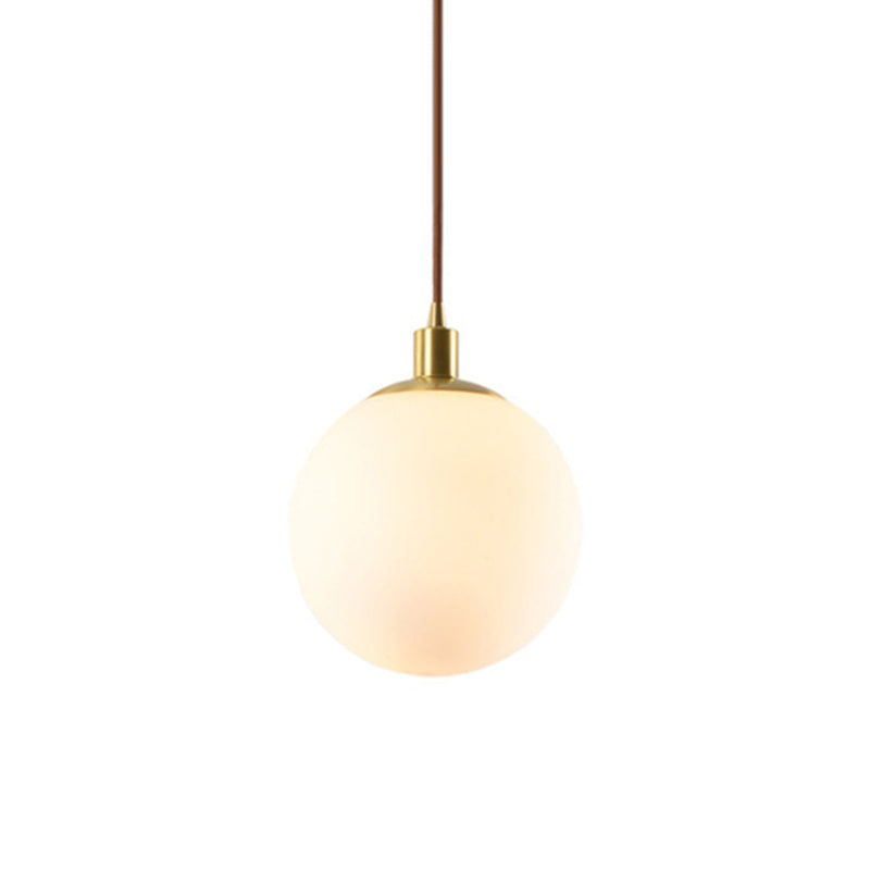 Gold 1 Light Pendant Lighting Fixtures Contemporary Glass Spherical Hanging Lights for Bedroom