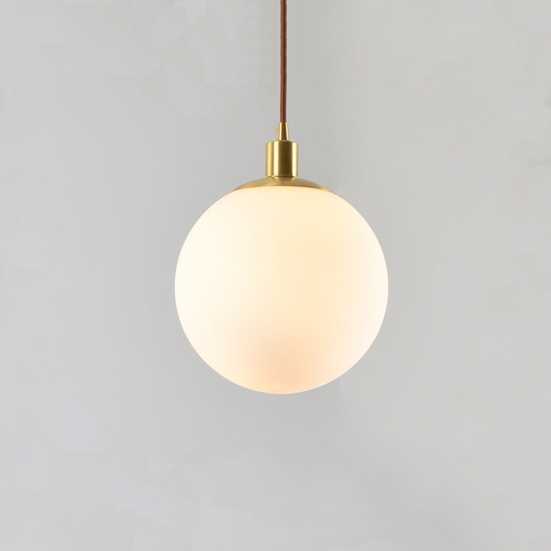 Gold 1 Light Pendant Lighting Fixtures Contemporary Glass Spherical Hanging Lights for Bedroom