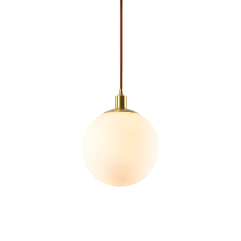 Gold 1 Light Pendant Lighting Fixtures Contemporary Glass Spherical Hanging Lights for Bedroom