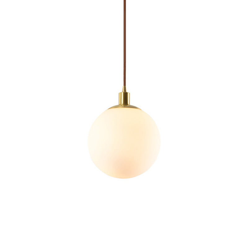 Gold 1 Light Pendant Lighting Fixtures Contemporary Glass Spherical Hanging Lights for Bedroom