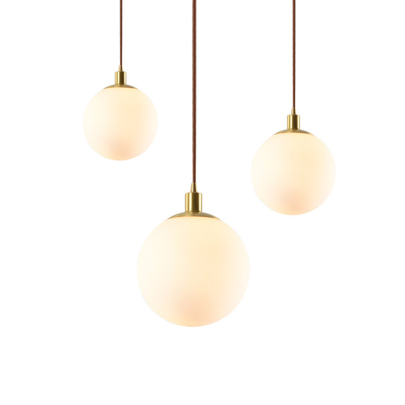 Gold 1 Light Pendant Lighting Fixtures Contemporary Glass Spherical Hanging Lights for Bedroom