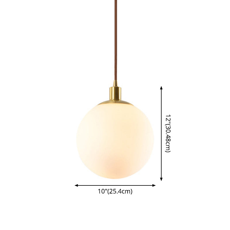 Gold 1 Light Pendant Lighting Fixtures Contemporary Glass Spherical Hanging Lights for Bedroom