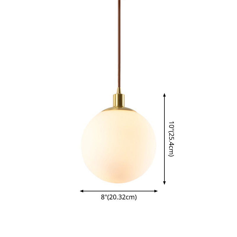 Gold 1 Light Pendant Lighting Fixtures Contemporary Glass Spherical Hanging Lights for Bedroom