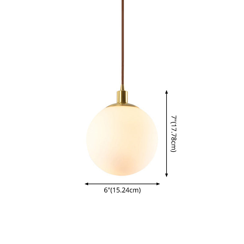 Gold 1 Light Pendant Lighting Fixtures Contemporary Glass Spherical Hanging Lights for Bedroom