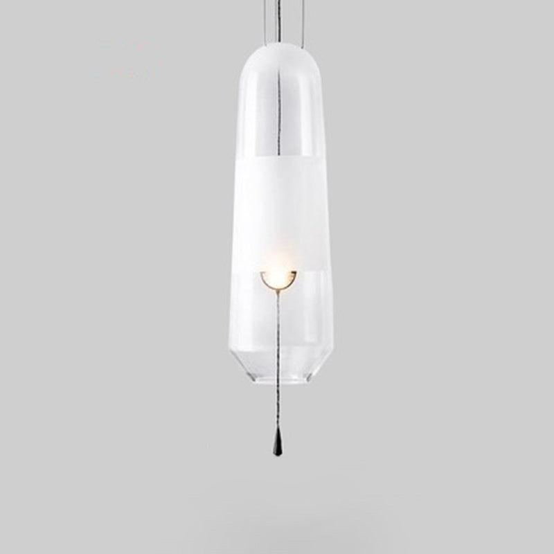 1 Light Pendant Lighting Fixtures Modern Cylindrical Glass Hanging Lights for Bedroom