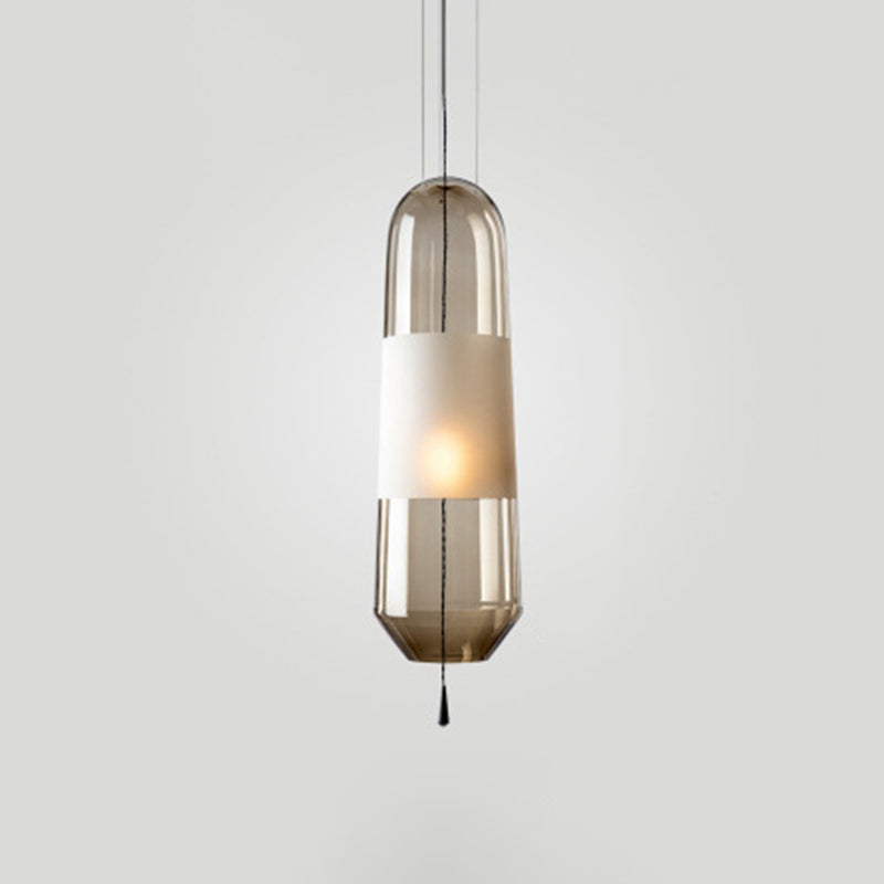 1 Light Pendant Lighting Fixtures Modern Cylindrical Glass Hanging Lights for Bedroom