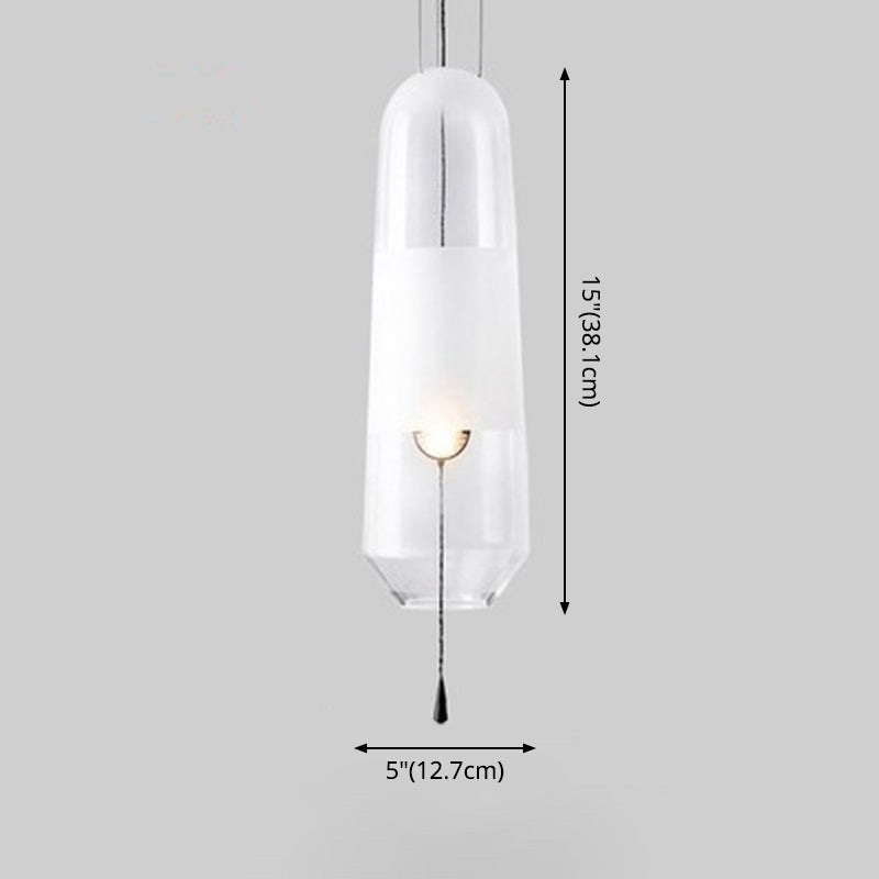 1 Light Pendant Lighting Fixtures Modern Cylindrical Glass Hanging Lights for Bedroom