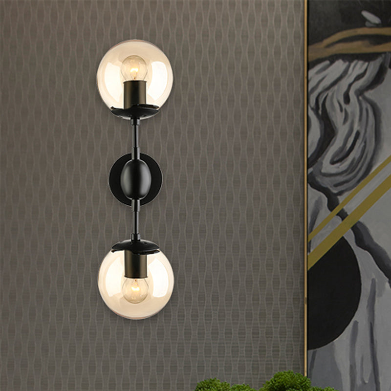 Aparte negro de 2 luces Ligero industrial Amber Glibe Globe Shade Fixture para sala de estar