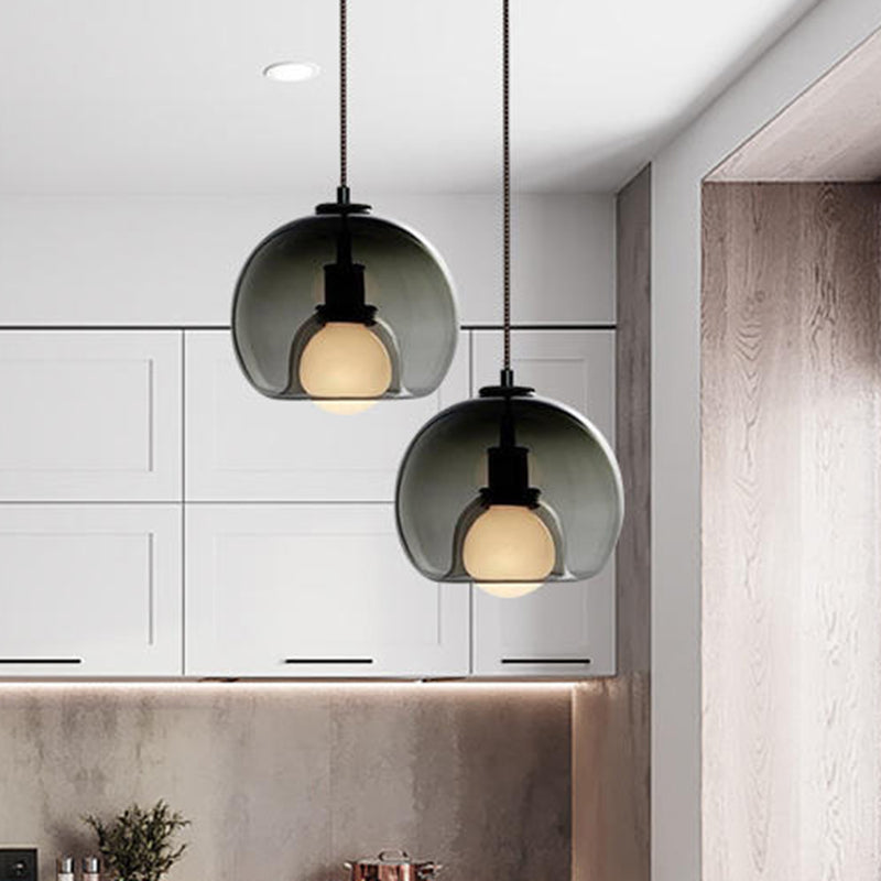 Globe Pendant Light Contemporary Minimalist 1 Light Glass Indoor Hanging Lamp