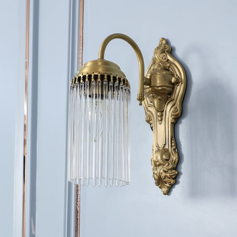 Cylinder Wall Mount Light Simple Style Crystal Rod 1/2 Lights Gold Sconce Light for Corridor