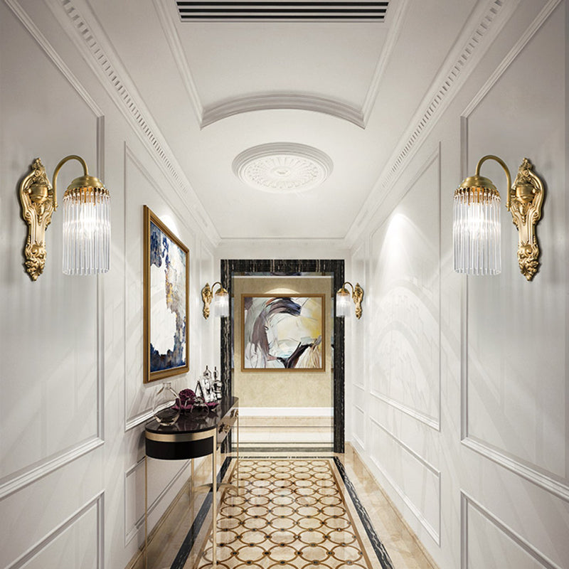 Montaggio della parete del cilindro Luce semplice in stile cristallo 1/2 luci in oro lampada con corridoio per corridoio