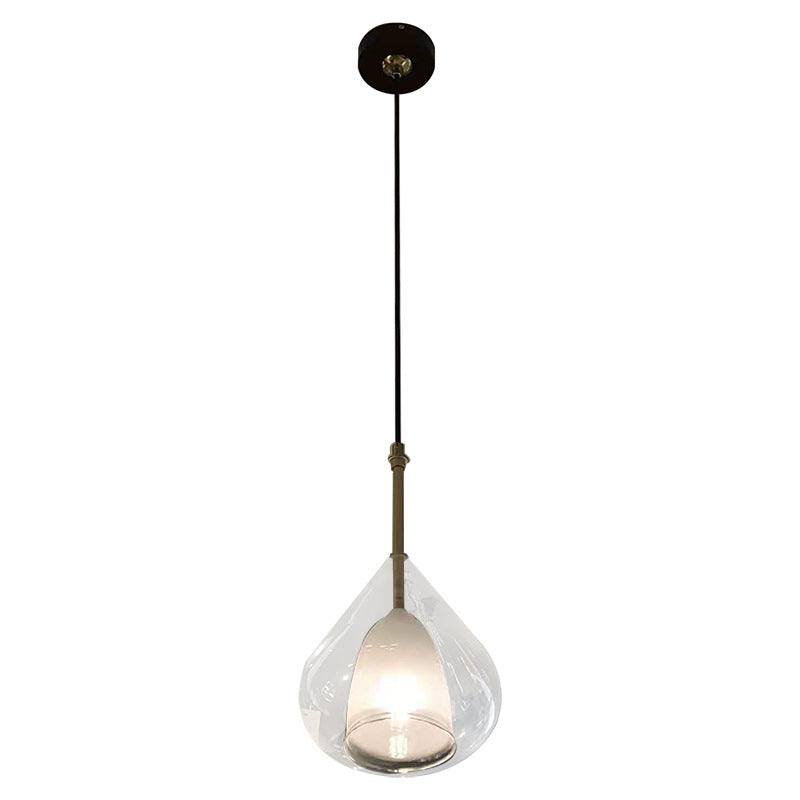 1 Light Hanging Pendant Lights Modern Double Glass Teardrop Pendant Lighting for Living Room